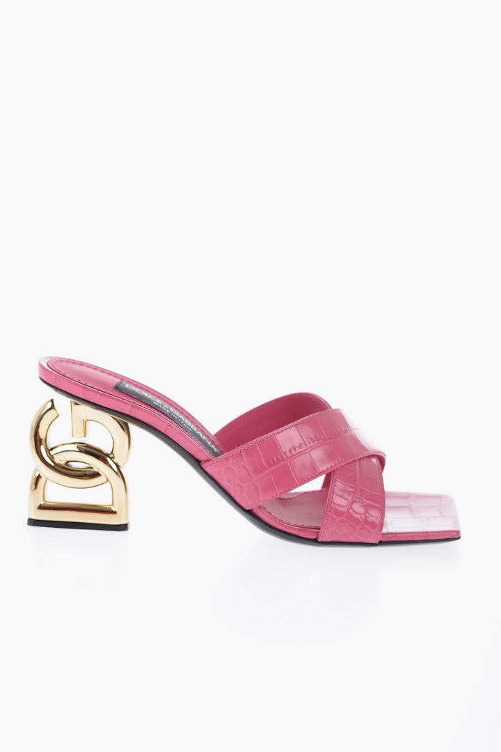 DOLCE &amp; GABBANA MULES IN PELLE GOFFRATA CON LOGO