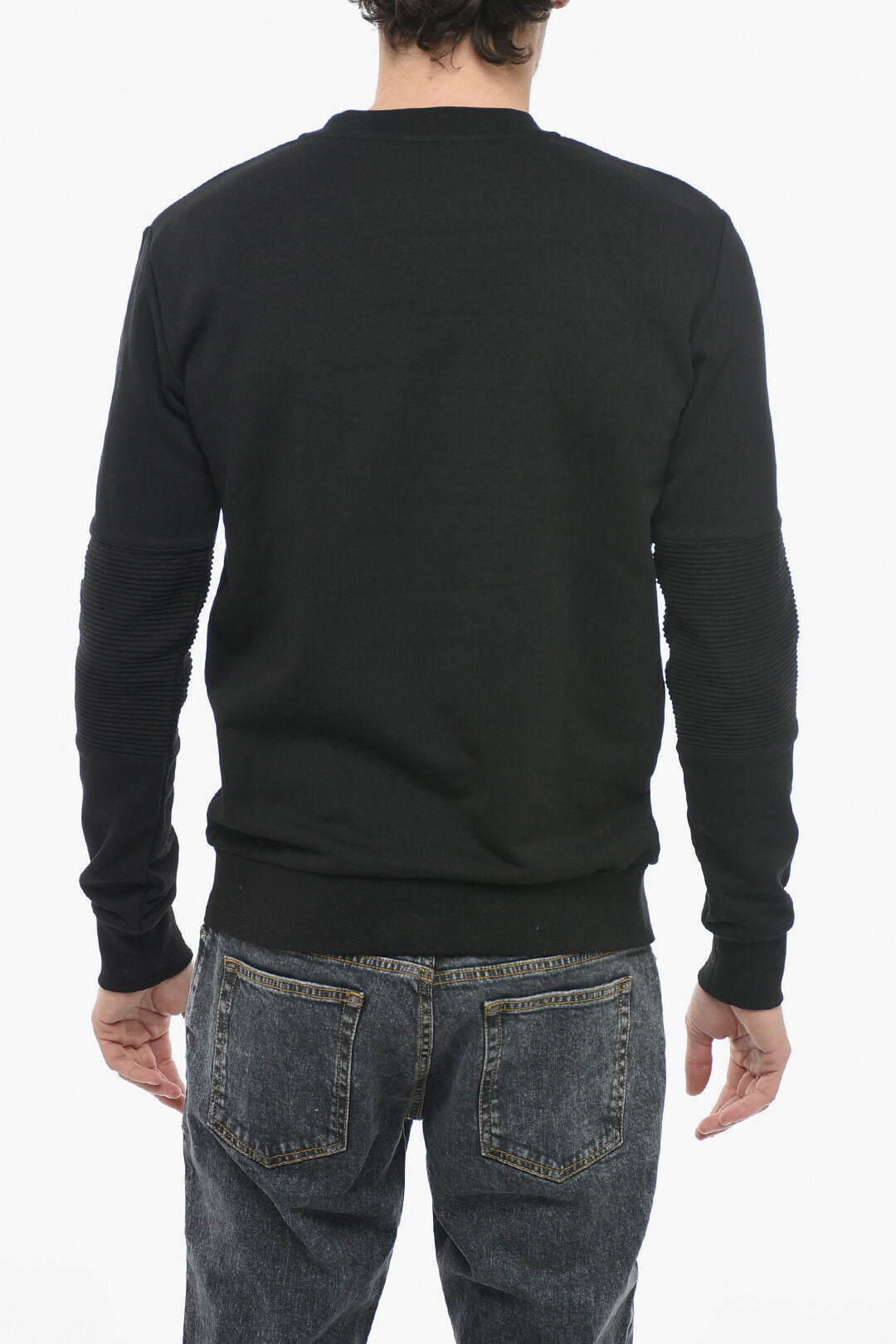 BALMAIN SWEATSHIRT WITH REFLECTIVE LOGO PRINT