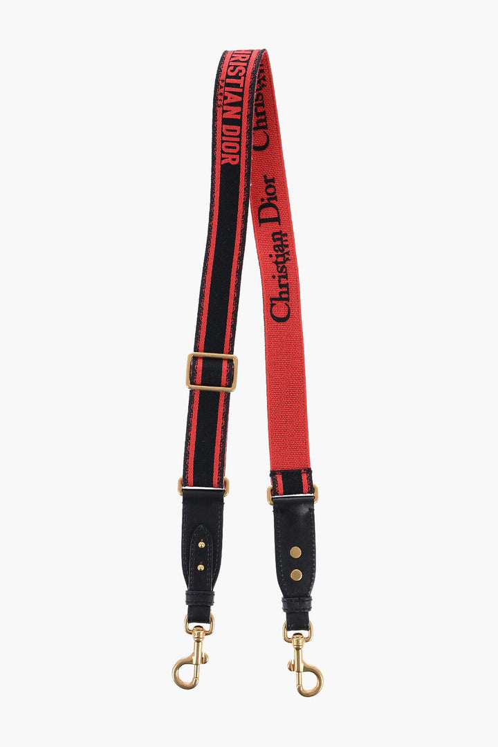 DIOR CANVAS LOGO SHOULDER STRAP WITH LEATHER TRIMS