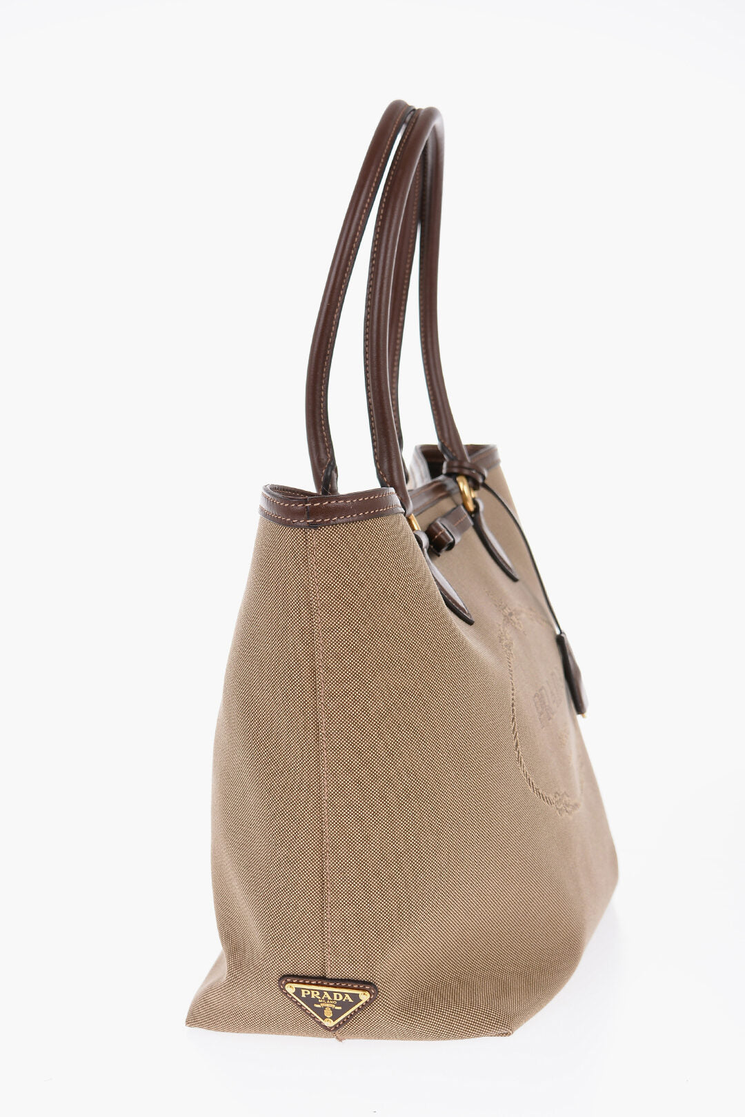 Borsa tote in tela Prada con logo jacquard