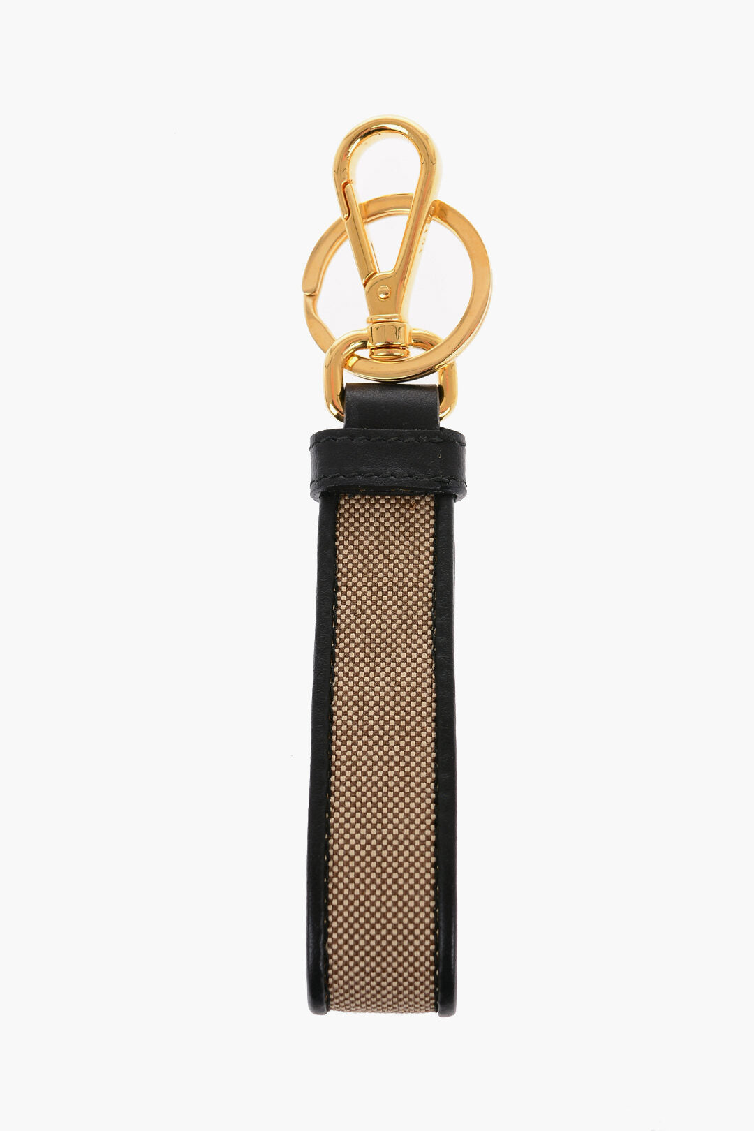 Prada Canvas Keyring with Leather Edges