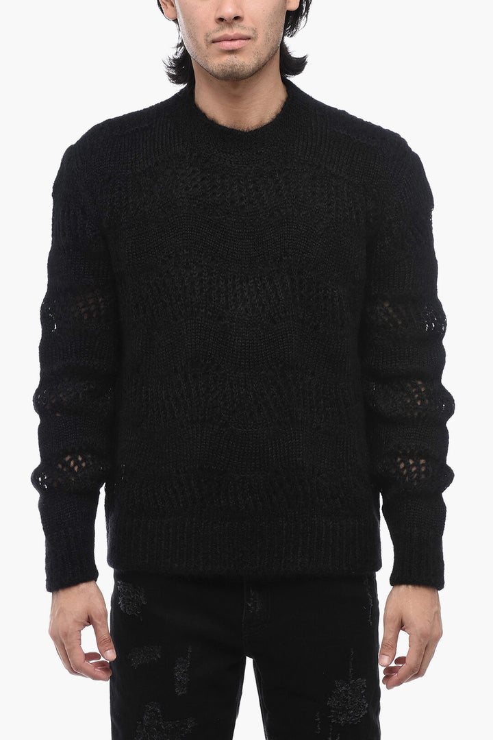 Maglione girocollo traforato in misto mohair di Saint Laurent