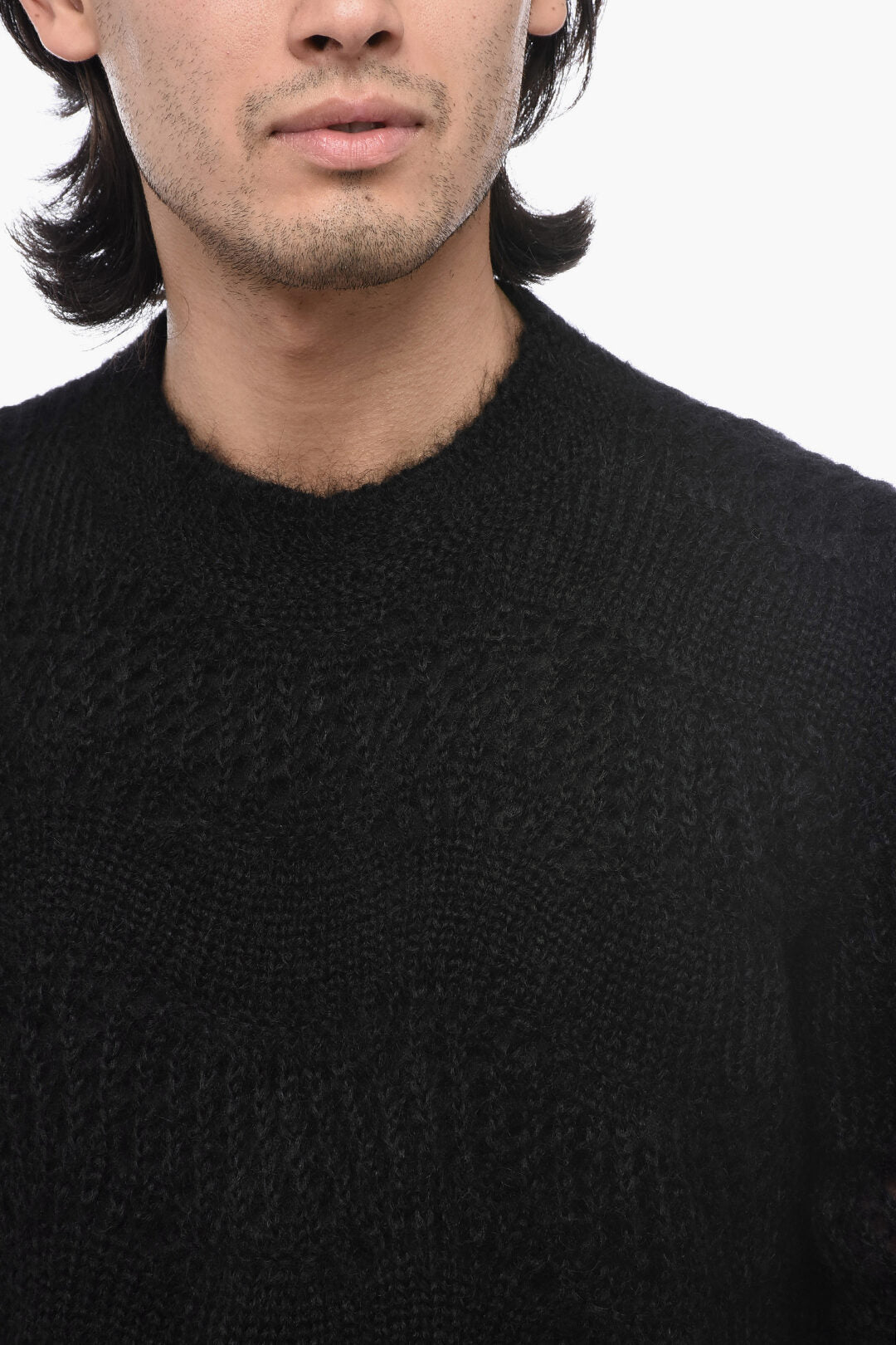 Maglione girocollo traforato in misto mohair di Saint Laurent