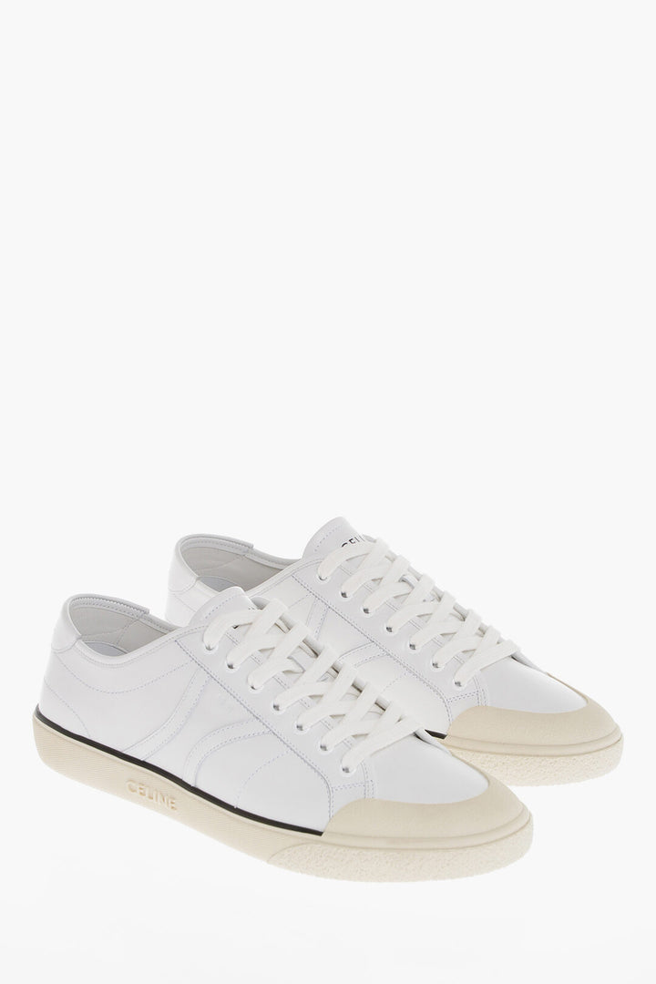 Celine Leather Logoed Sneakers with Contrasting Sole