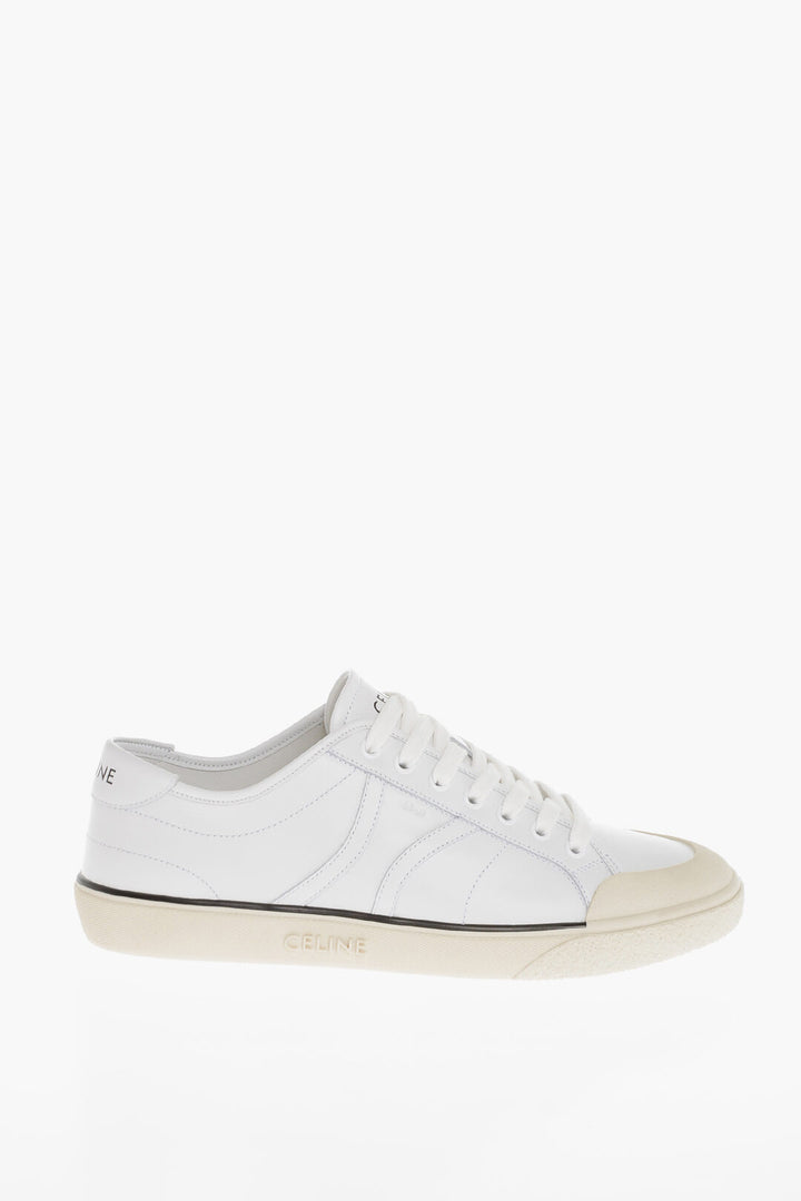 Celine Leather Logoed Sneakers with Contrasting Sole