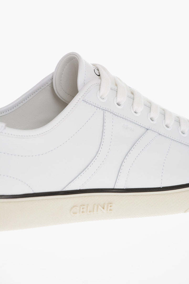 Celine Leather Logoed Sneakers with Contrasting Sole