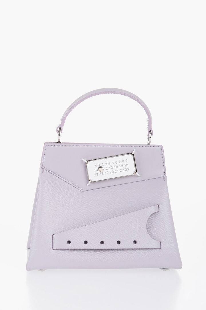 Borsa in pelle MM11 viola Maison Margiela con chiusura a clip con logo