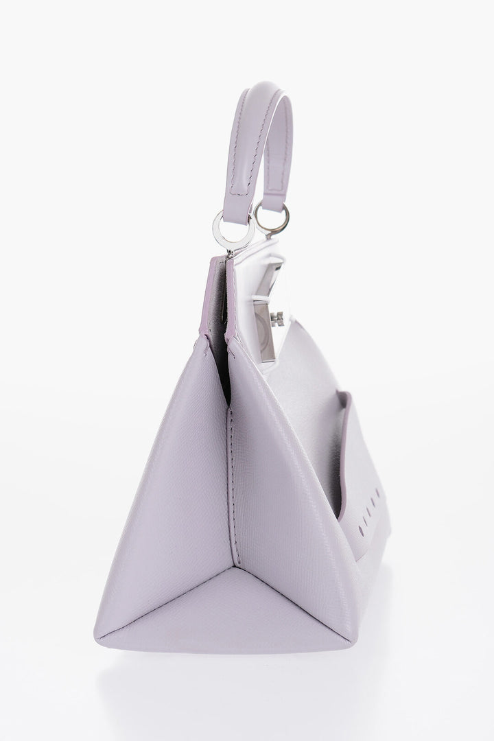 Maison Margiela Purple MM11 Leather Bag with Logoed Clip Fastening