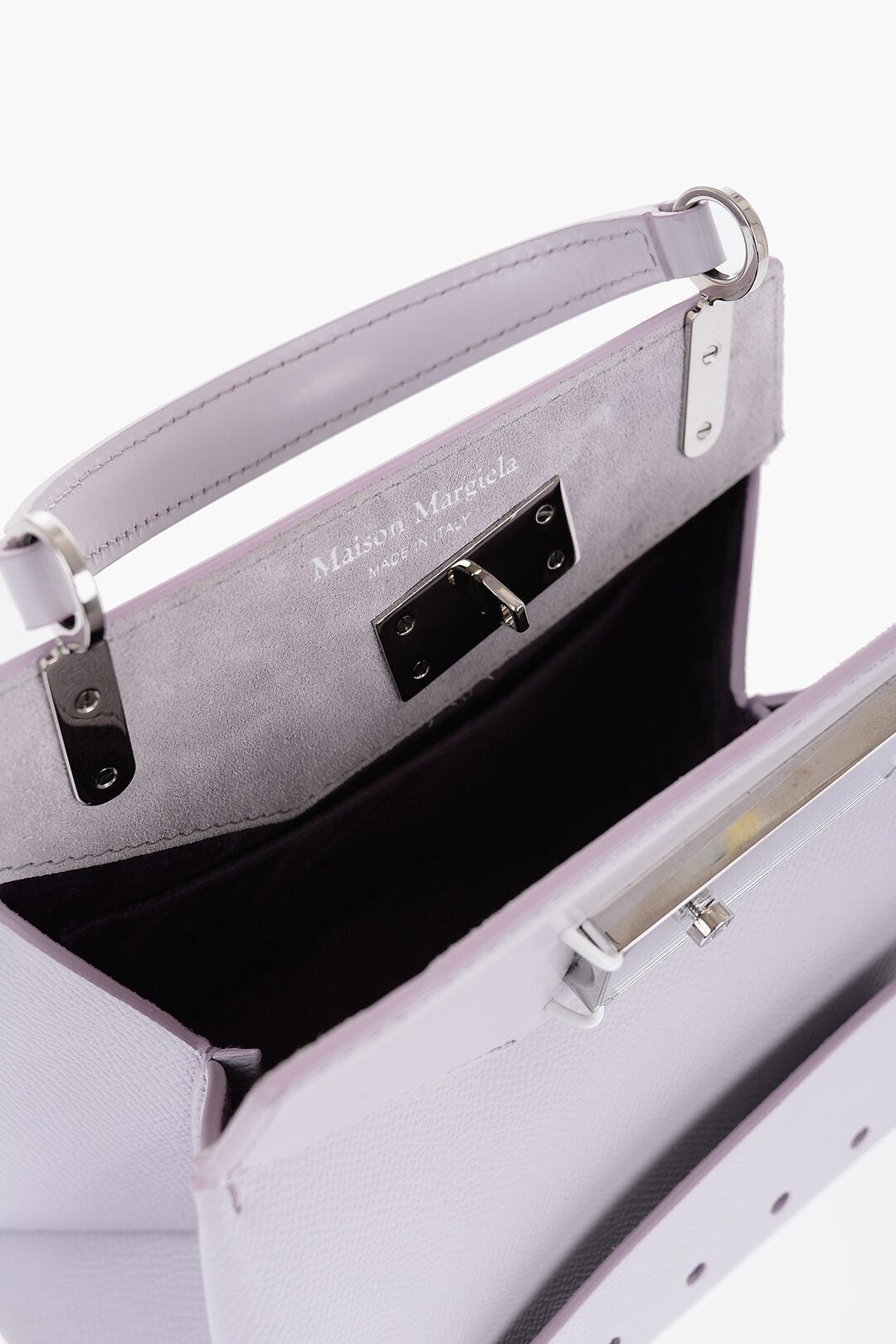 Borsa in pelle MM11 viola Maison Margiela con chiusura a clip con logo