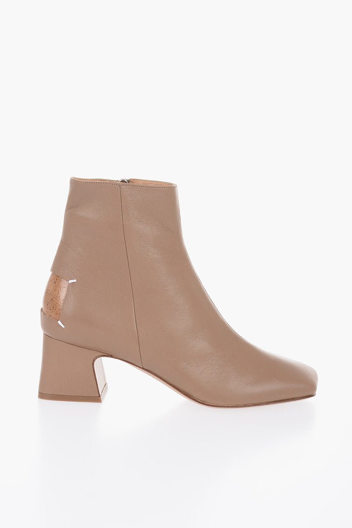 Maison Margiela Leather Booties With Cut-out Detail Heel 6 cm