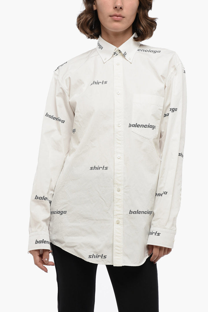 Balenciaga Allover Logo Oversize-Fit Shirt