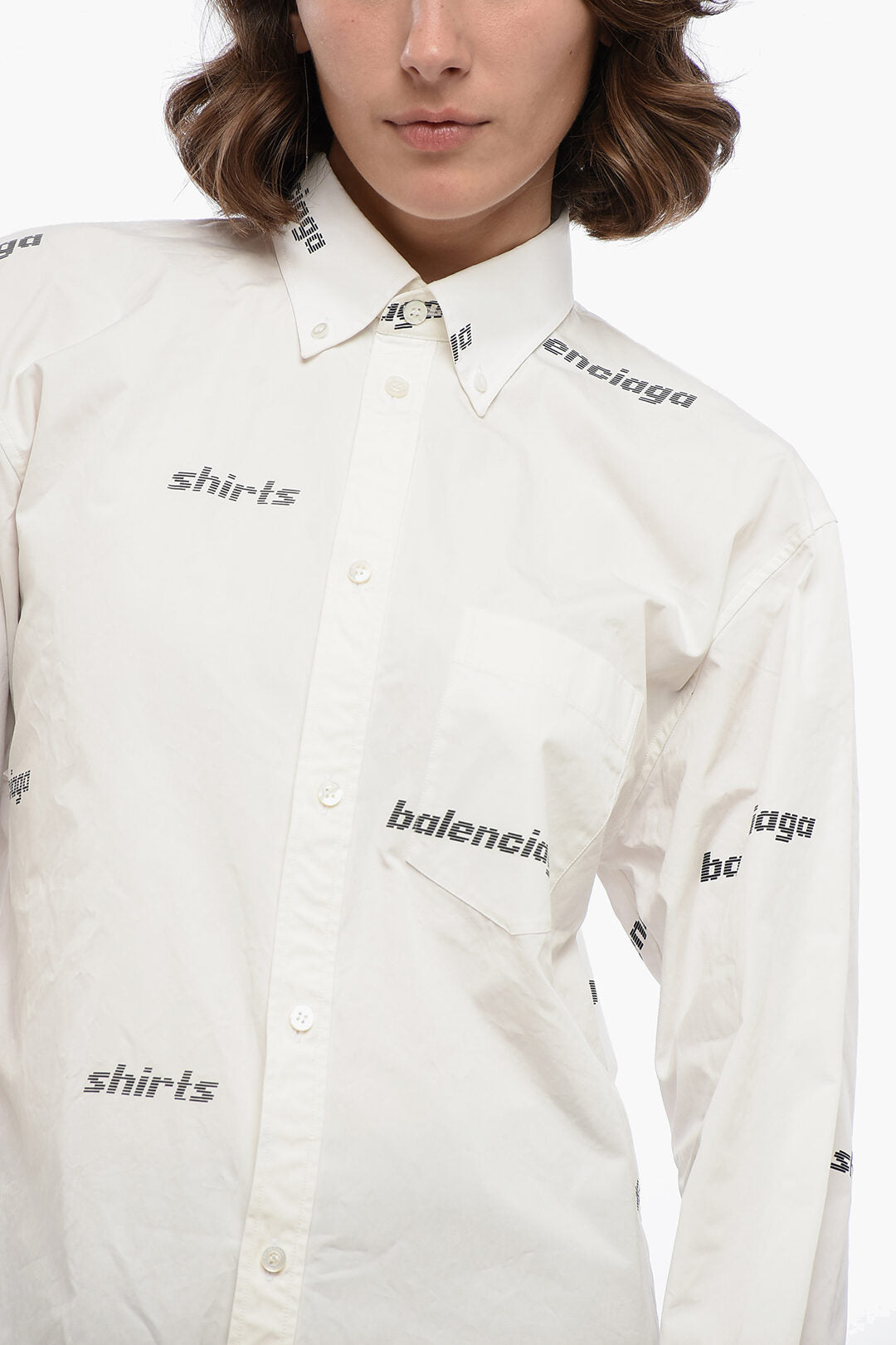 Balenciaga Allover Logo Oversize-Fit Shirt