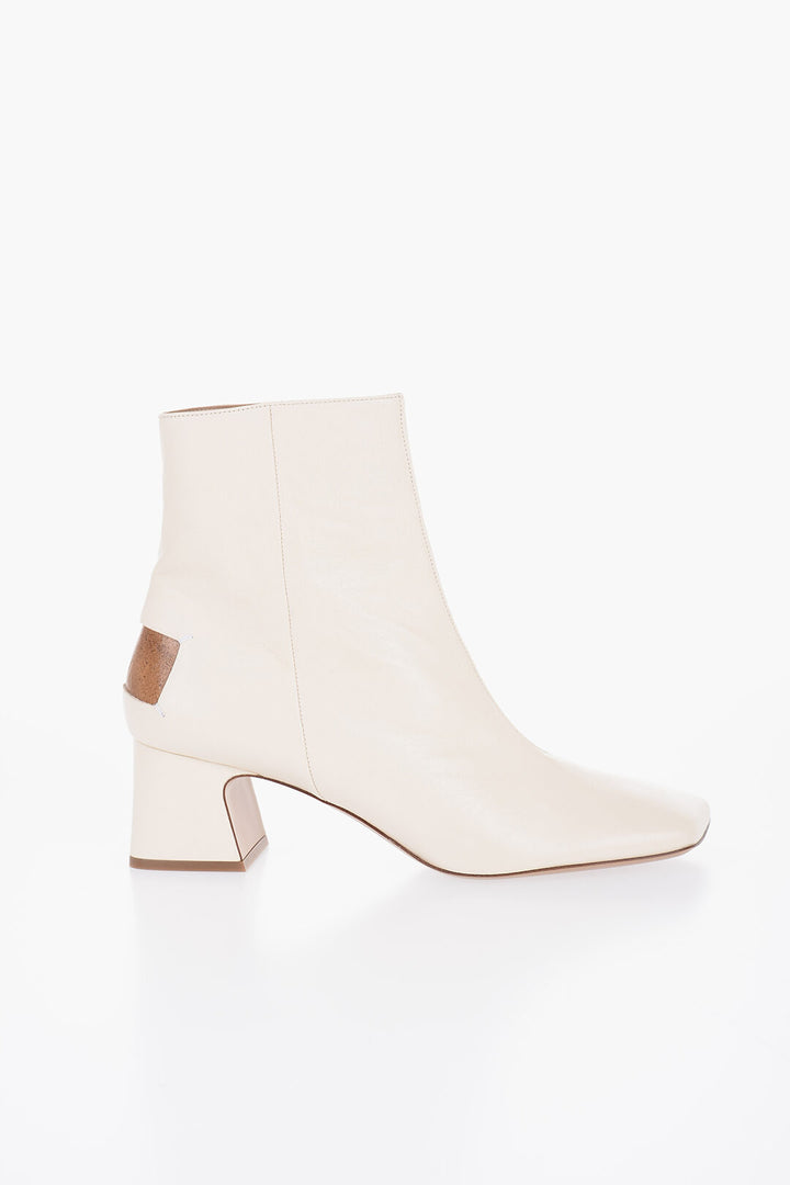 Maison Margiela Leather Booties With Cut-out Detail Heel 6 cm