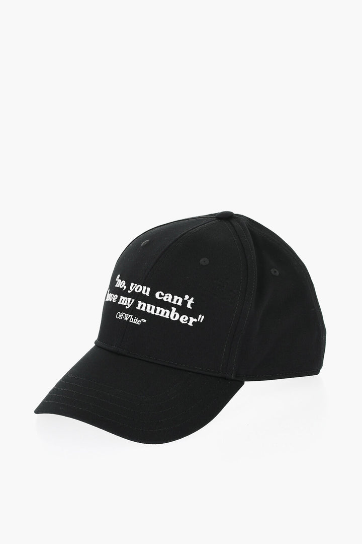 Off-White Cotton QUOTES Cap with Embroidery