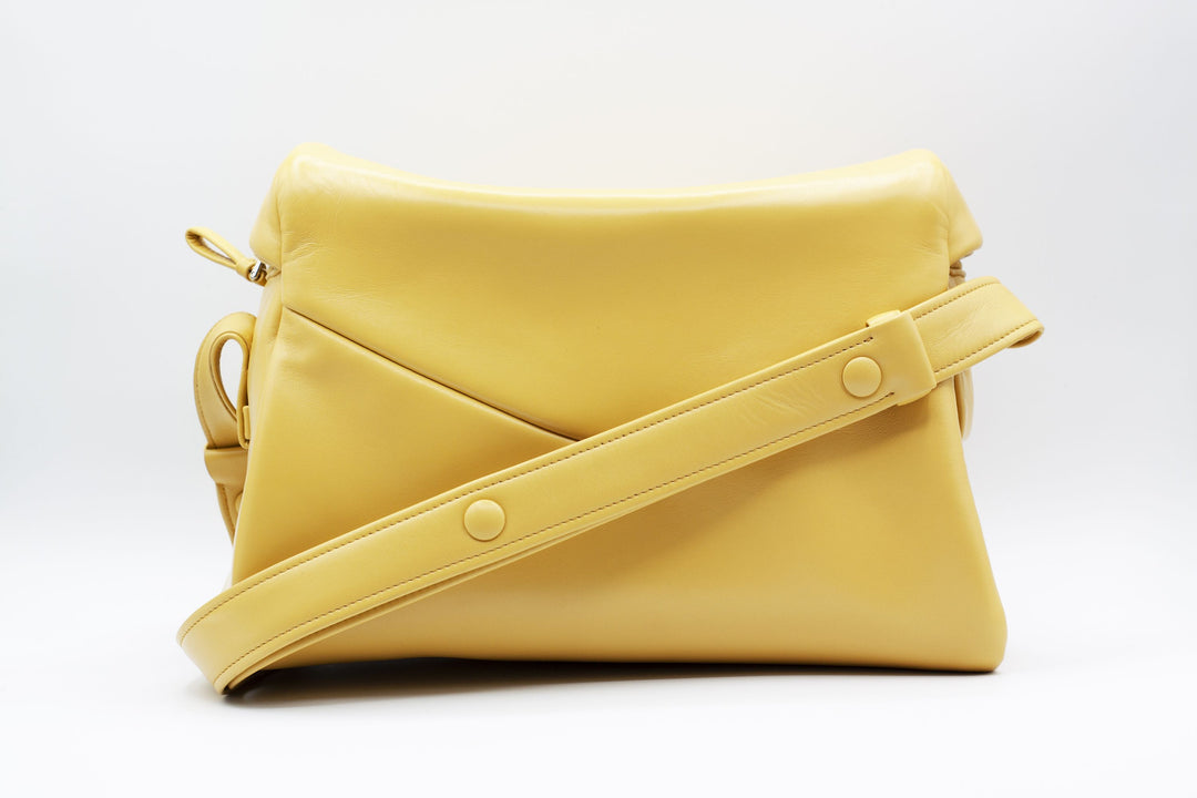 Prada Yellow Bag - Elegant Designer Handbag Made in Italy with Adjustable Strap and Secure Zip Closure