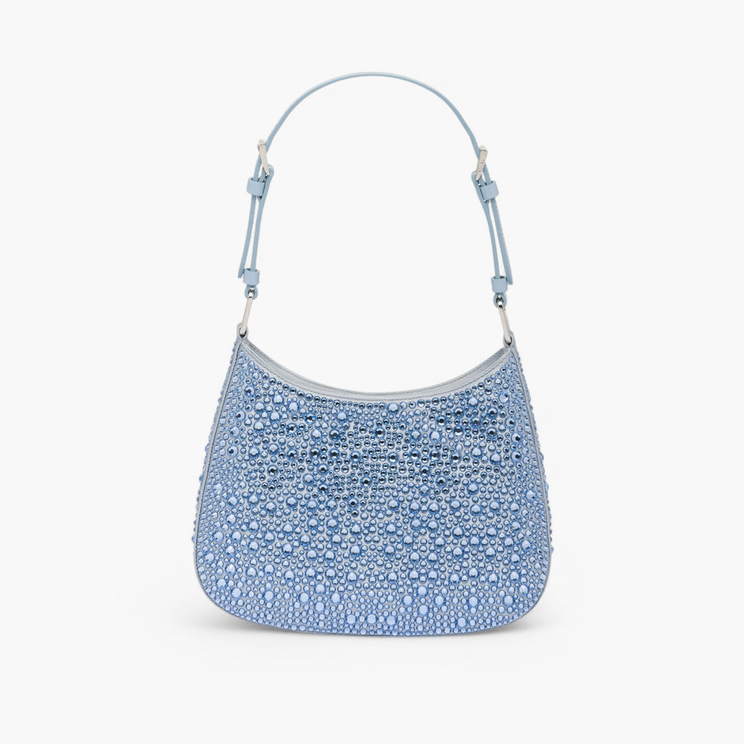 PRADA Cleo Satin Crystal Appliqué Shoulder Bag