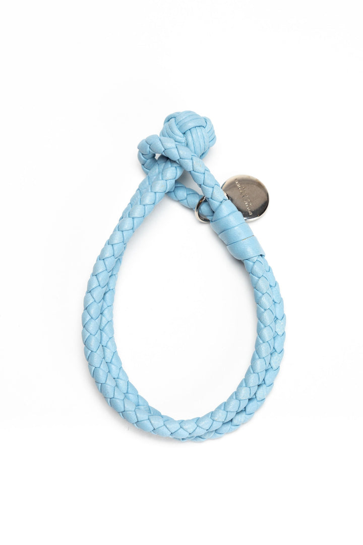 Bottega Veneta Bijoux Blue Braided Leather Bracelet - Made in Italy