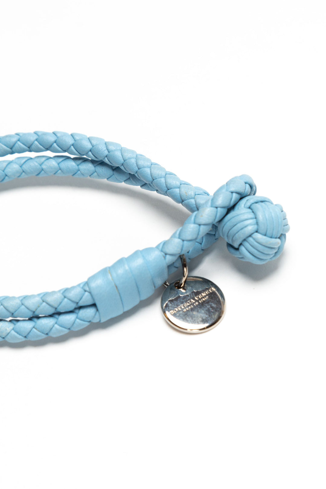 Bottega Veneta Bijoux Blue Braided Leather Bracelet - Made in Italy