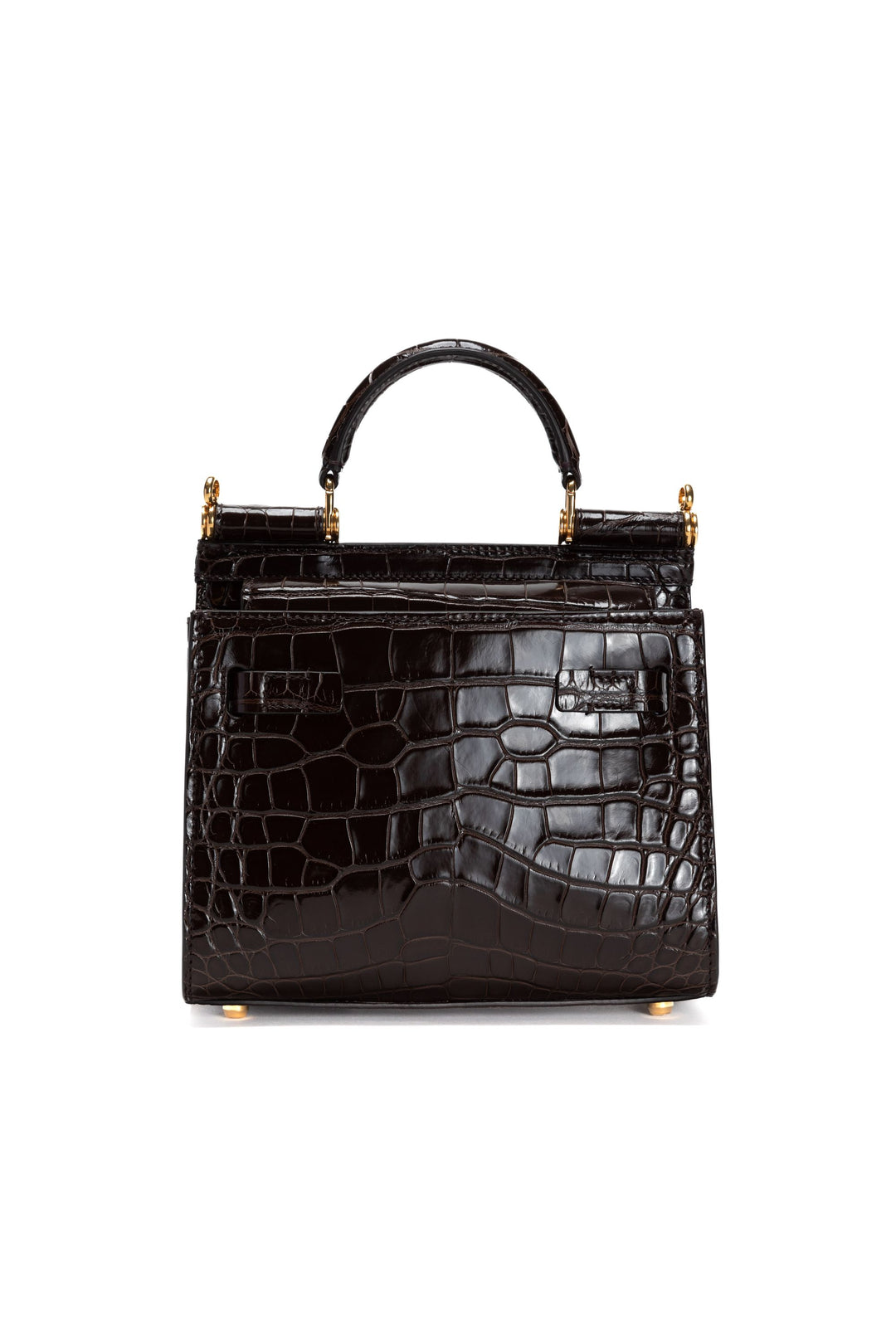 Dolce & Gabbana Brown Crocodile-Embossed Leather Bag