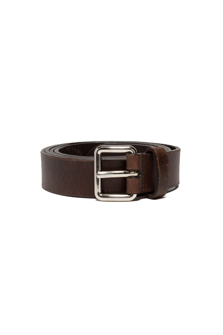 Prada Brown Leather Belt with Silver-Tone Buckle - Made in Italy