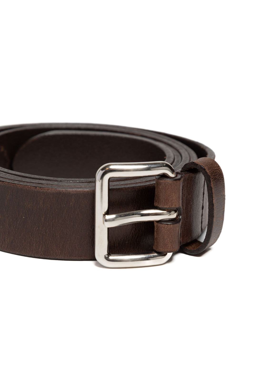 Prada Brown Leather Belt with Silver-Tone Buckle - Made in Italy