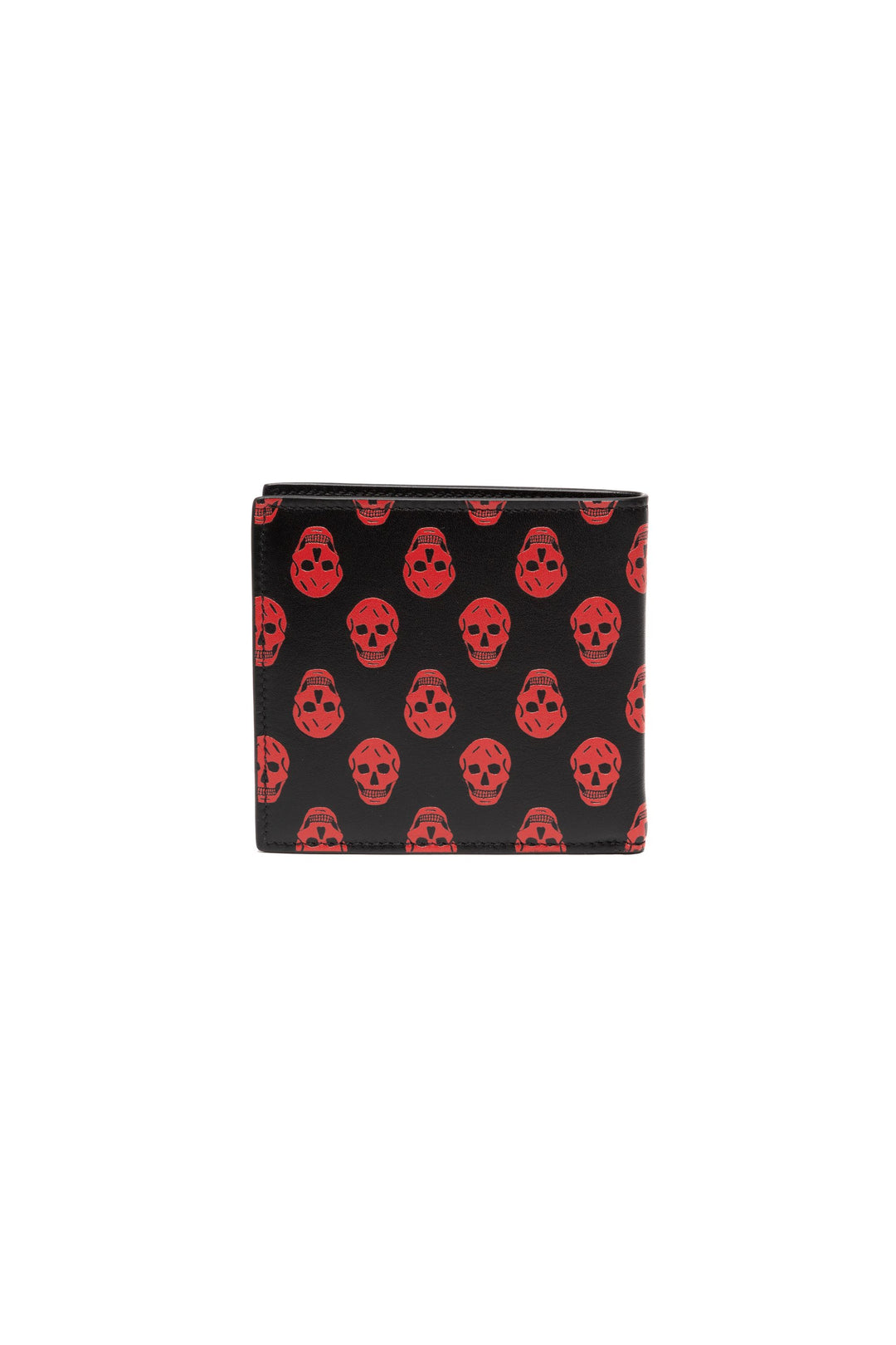 Portafoglio di lusso Alexander McQueen Skull Pattern Nero-Rosso Made in Italy