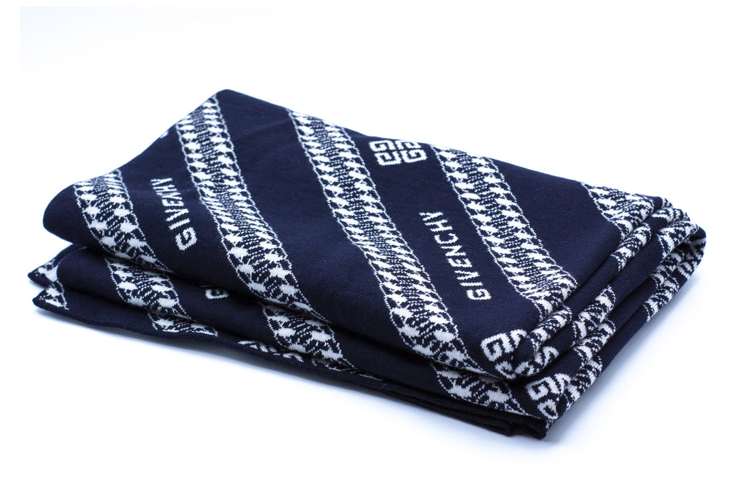 Givenchy Luxury Navy-White Scarf - Iconic Branding and High-Quality Material