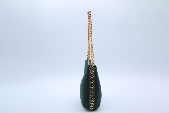 Stella McCartney Elegant Faux Leather Bag with Gold Chain - Green-Gold