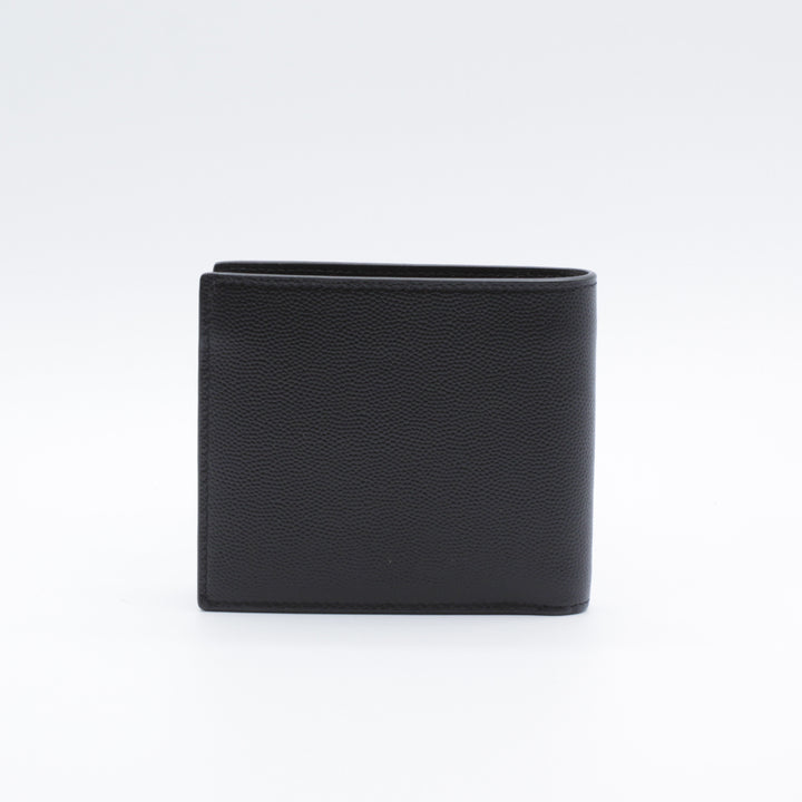 Saint Laurent Black Leather Wallet with Embossed Logo