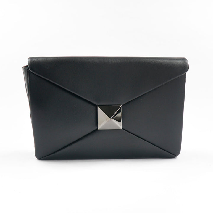 Valentino Black Leather Bag with Metallic Accent - Made in Italy