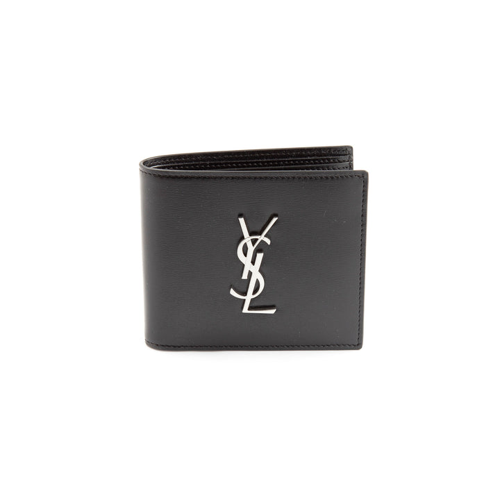 Saint Laurent Black Leather Wallet with YSL Logo - Made in Italy