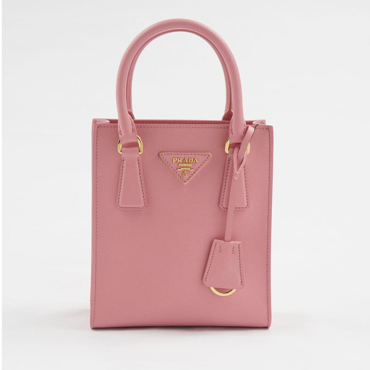 Prada Pink-Gold Leather Bag with Gold-Tone Hardware