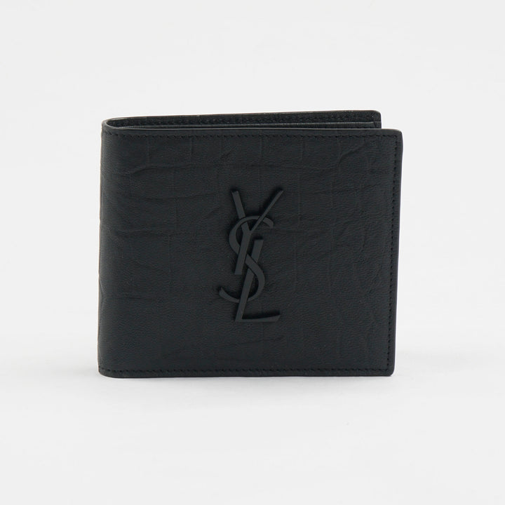 Saint Laurent Black Leather Wallet with YSL Logo