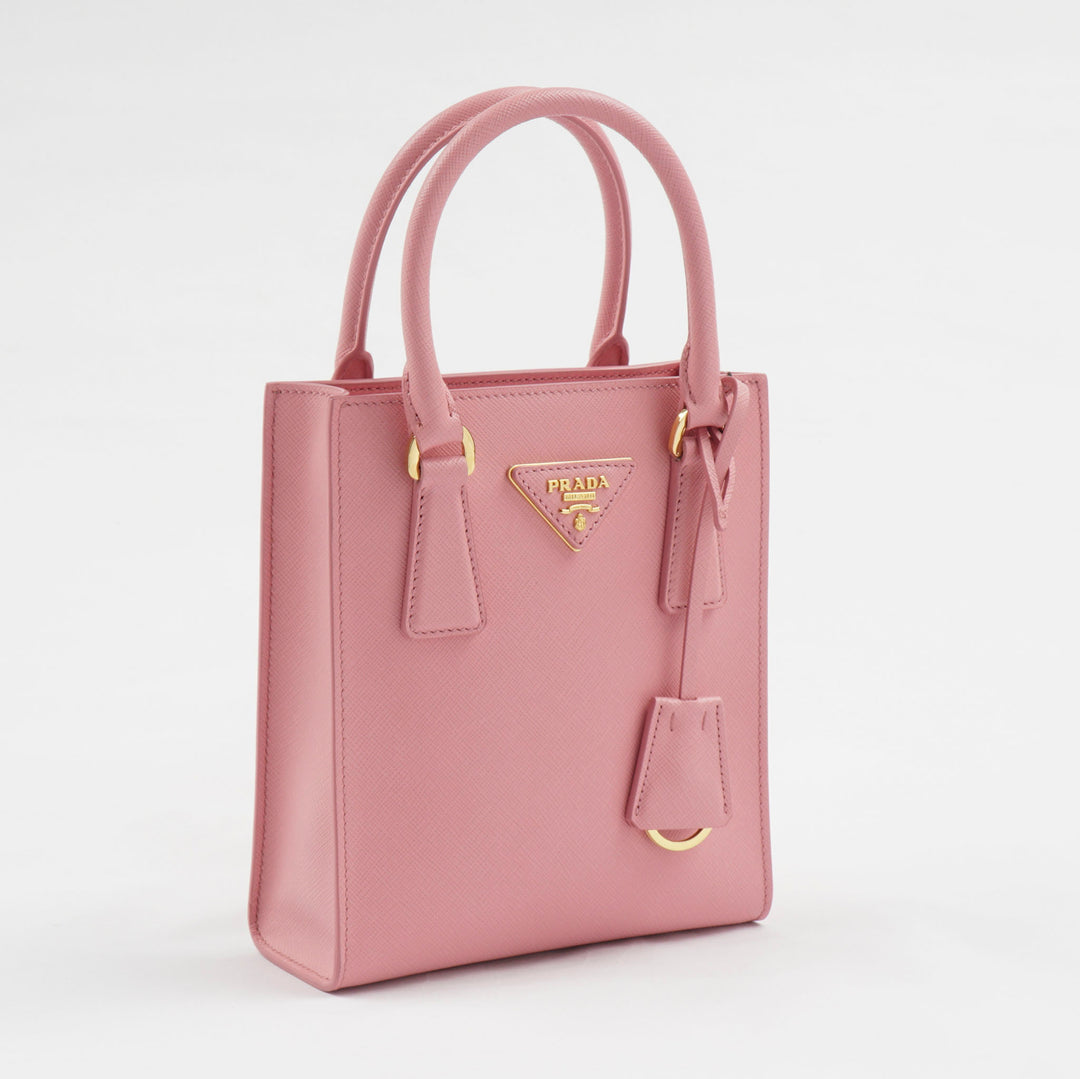 Prada Pink-Gold Leather Bag with Gold-Tone Hardware