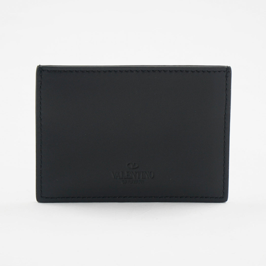 Valentino Black Leather Wallet with VLTN Logo - Made in Italy