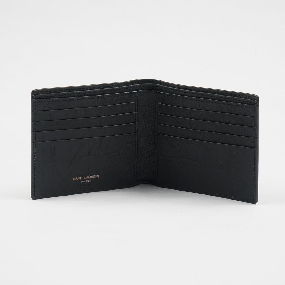 Saint Laurent Black Leather Wallet with YSL Logo