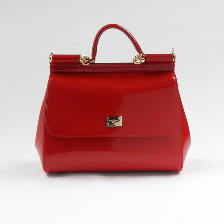 Dolce & Gabbana Red Glossy Bag with Gold Hardware