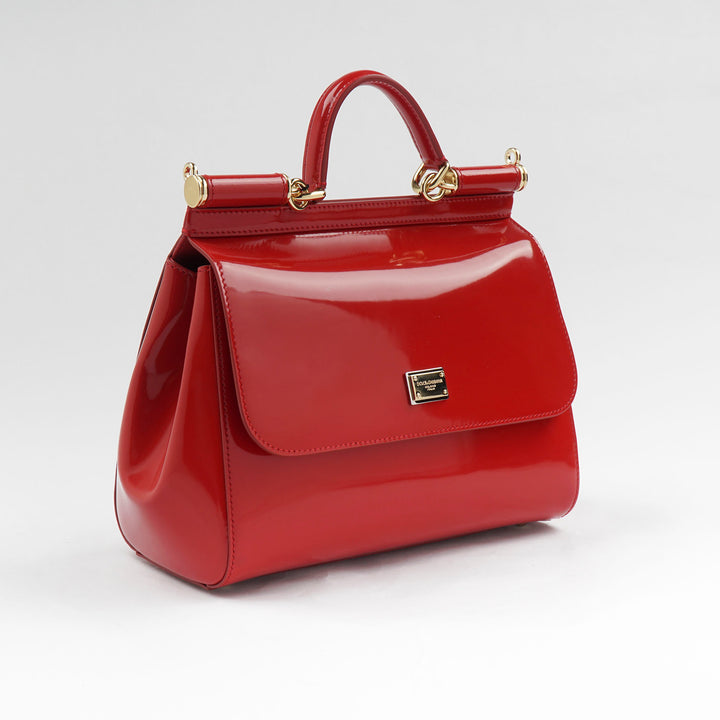 Dolce & Gabbana Red Glossy Bag with Gold Hardware