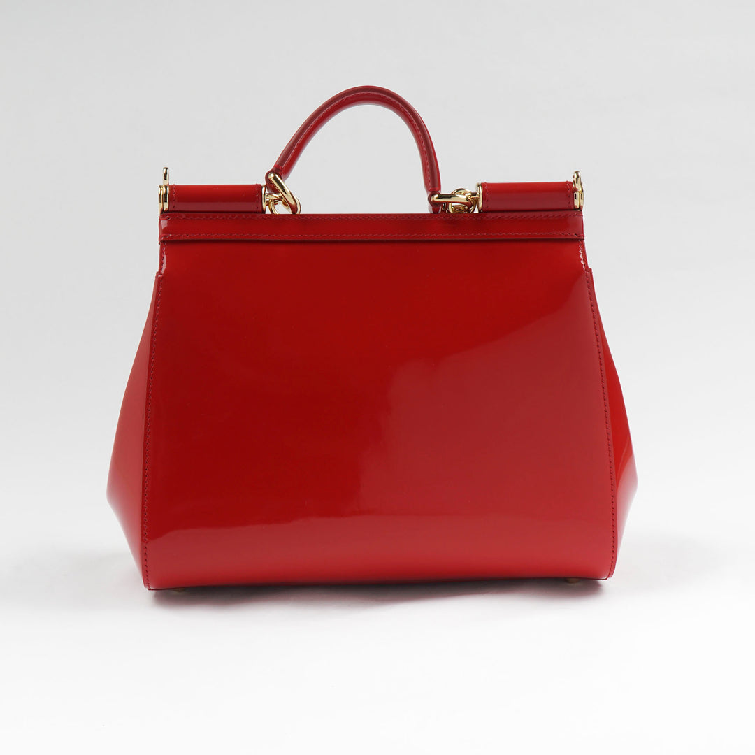 Dolce & Gabbana Red Glossy Bag with Gold Hardware