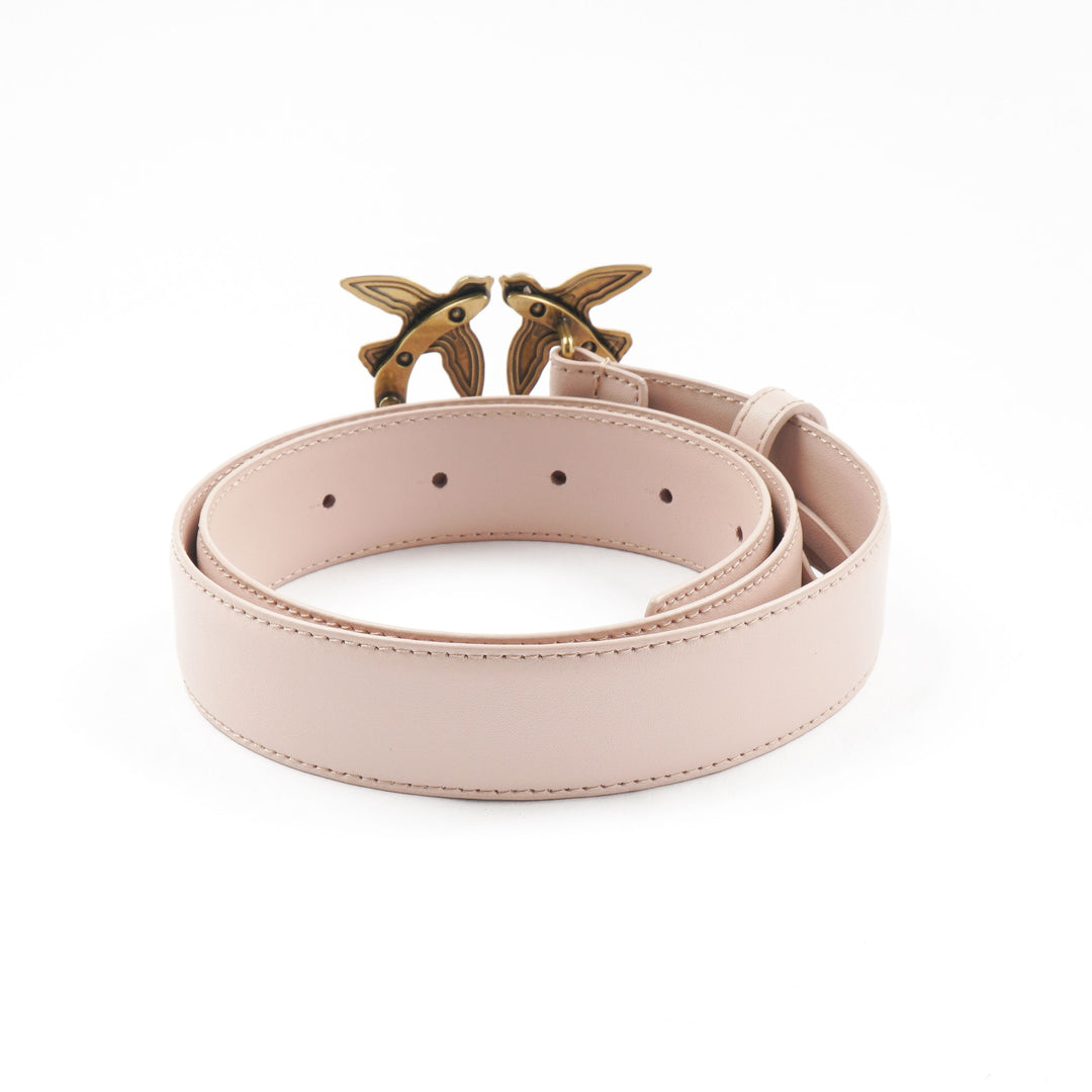 Pinko Pink-Gold Belt with Love Birds Buckle - Adjustable Fashion Accessory