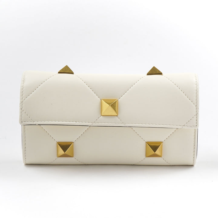 Valentino Bags White-Gold Elegant Design with Signature Studs Handbag - Made in Italy