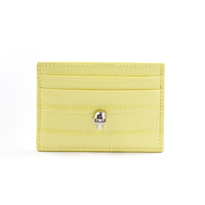 Alexander McQueen Yellow-Silver Wallet with Skull Motif - Made in Italy