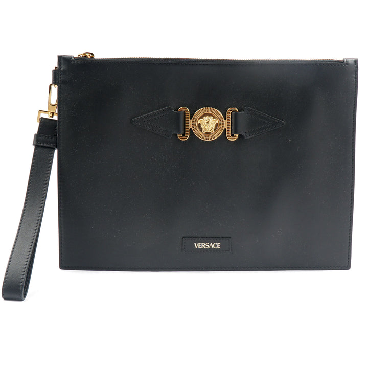 Versace Black-Gold Luxury Leather Wallet with Medusa Emblem