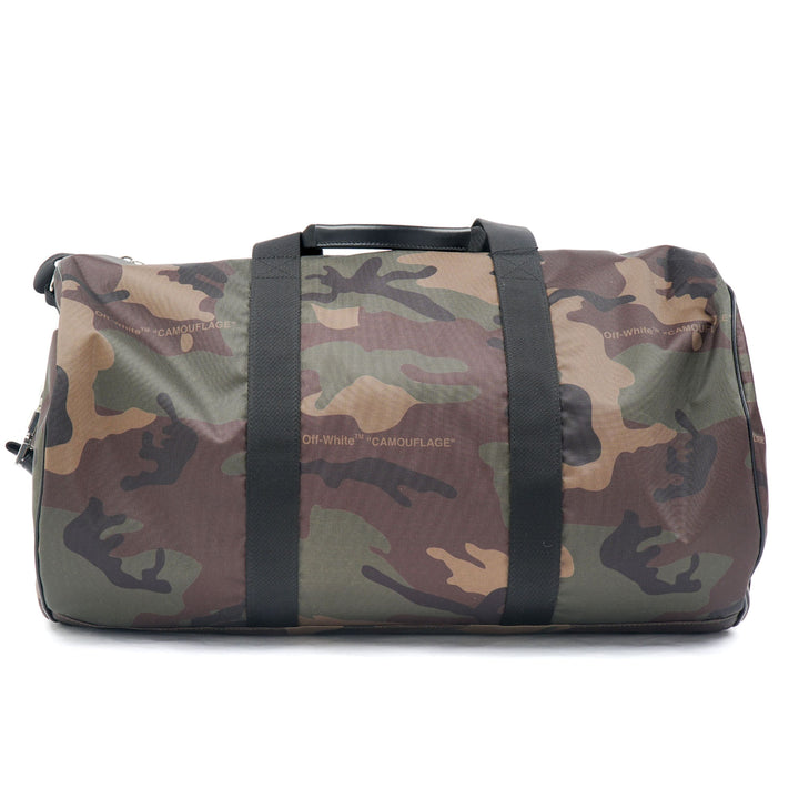 Off-White Brown Camouflage Bag with Signature Branding