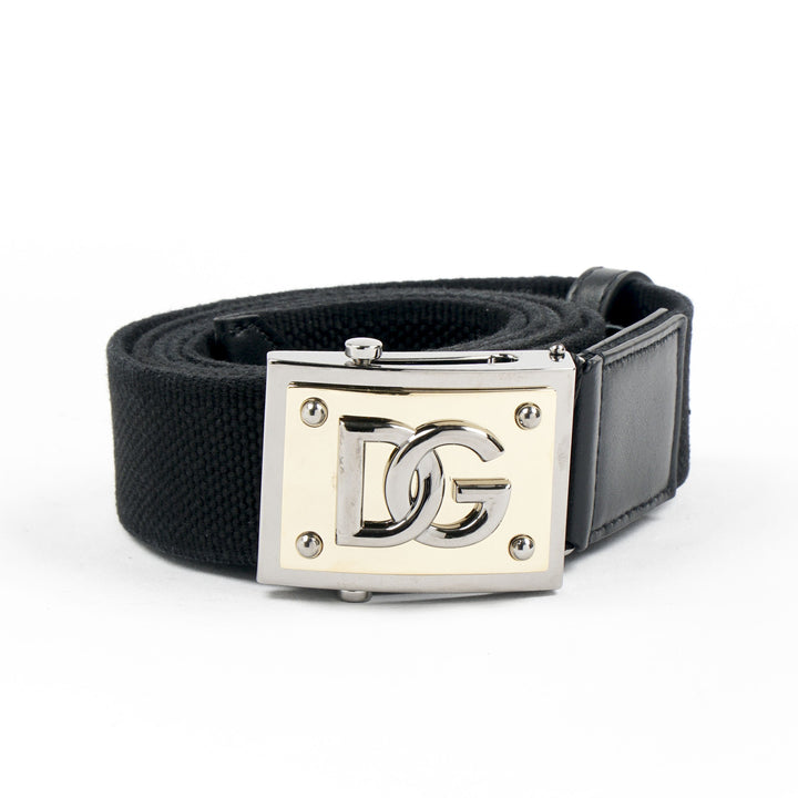 Dolce & Gabbana Black-Gold Belt with Signature D&G Logo Buckle - Made in Italy