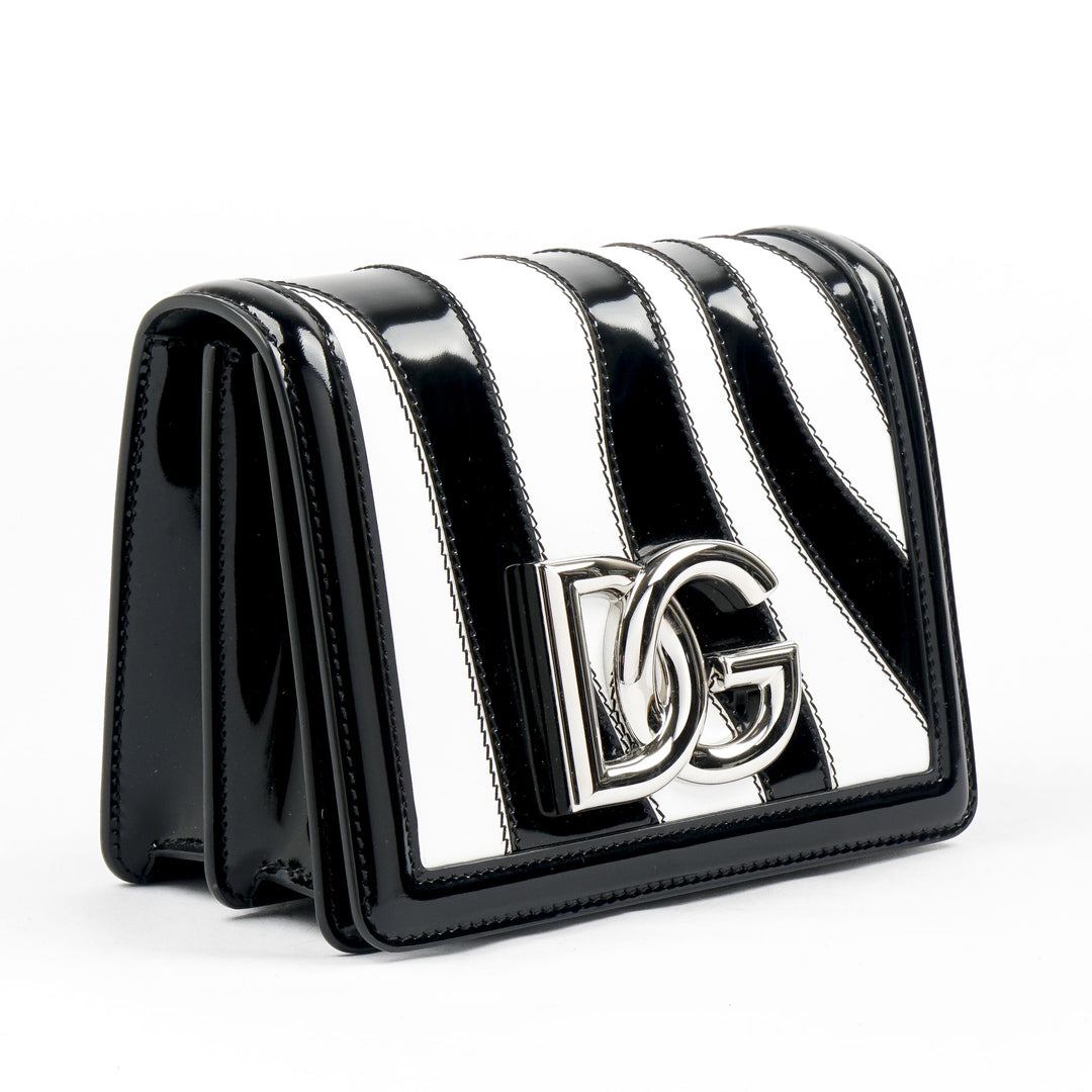 Dolce & Gabbana Black and White Designer Bag with Silver DG Logo