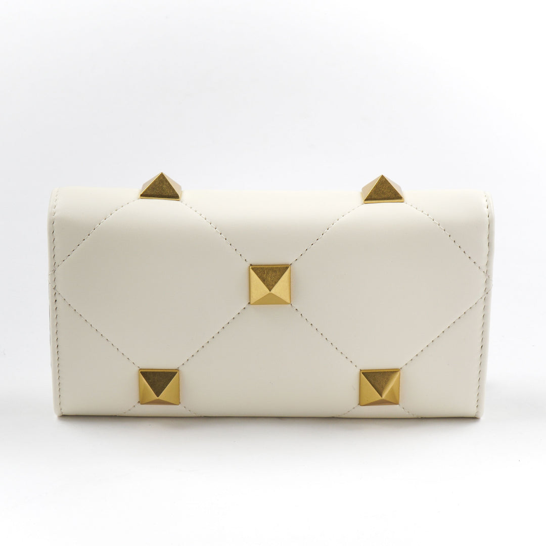 Valentino Bags White-Gold Elegant Design with Signature Studs Handbag - Made in Italy