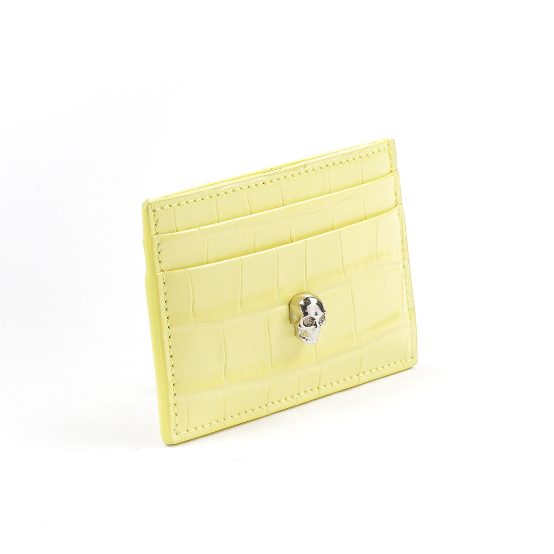 Alexander McQueen Yellow-Silver Wallet with Skull Motif - Made in Italy