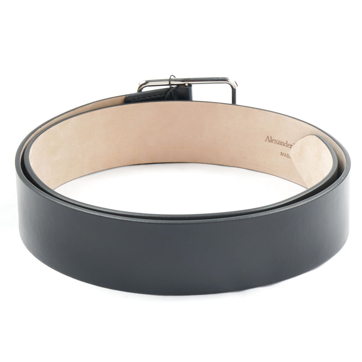 Alexander McQueen Men's Black Leather Belt - Made in Italy