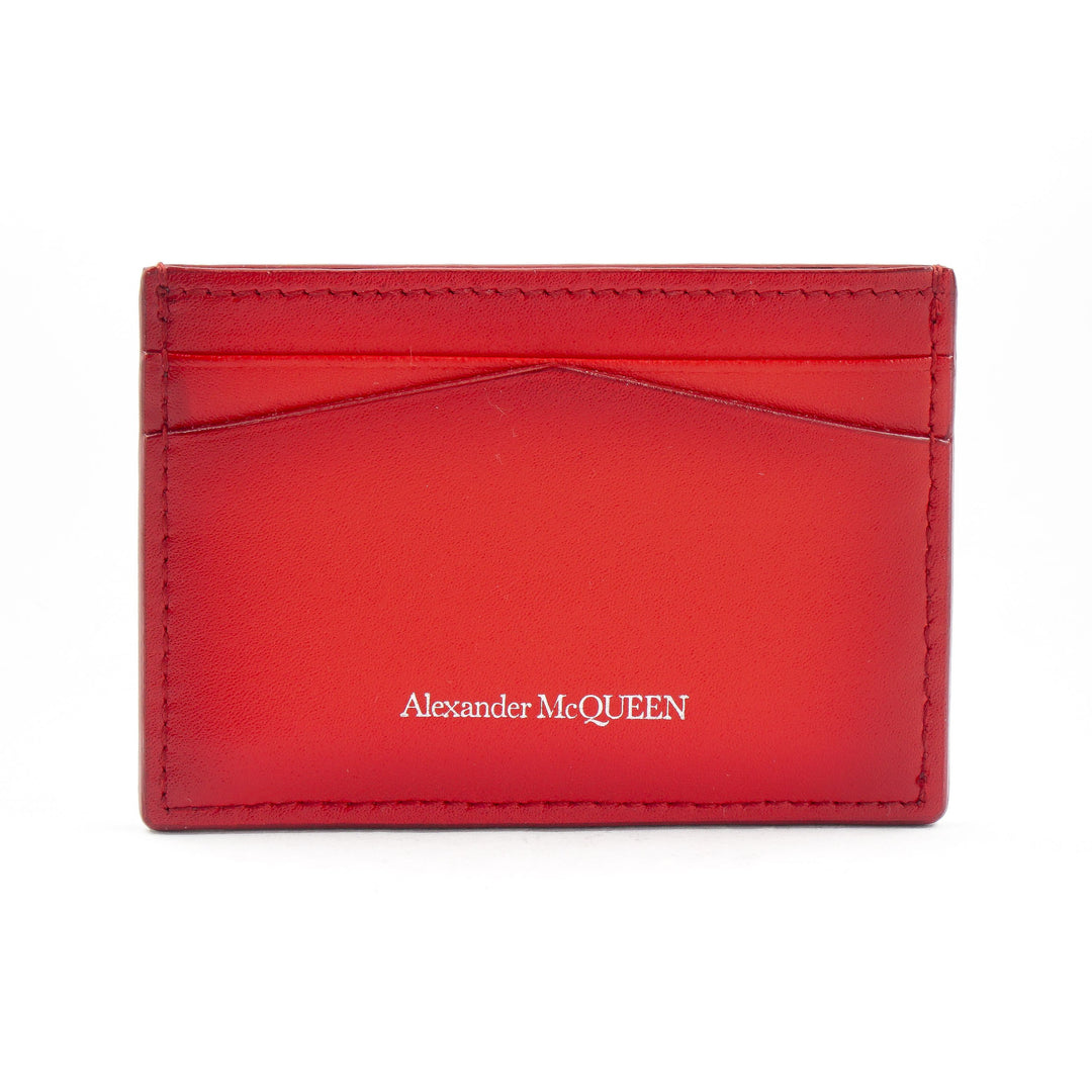 Portafoglio in pelle di lusso rosso-argento Alexander McQueen con motivo teschio